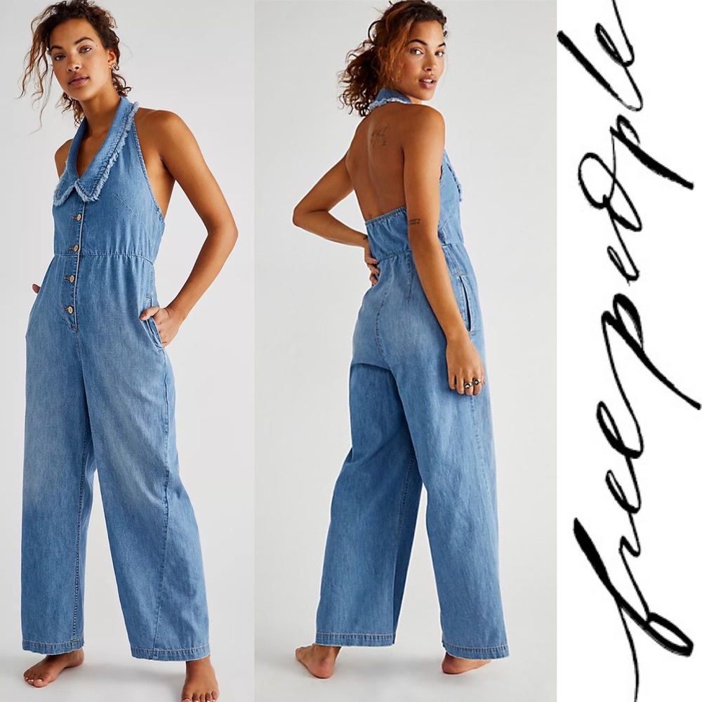 FREE PEOPLE. Denim Jumpsuit